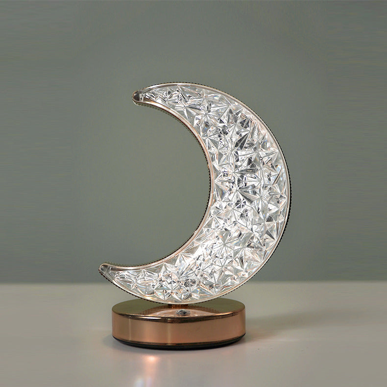 Metal Crystal Star Moon Table Lamp