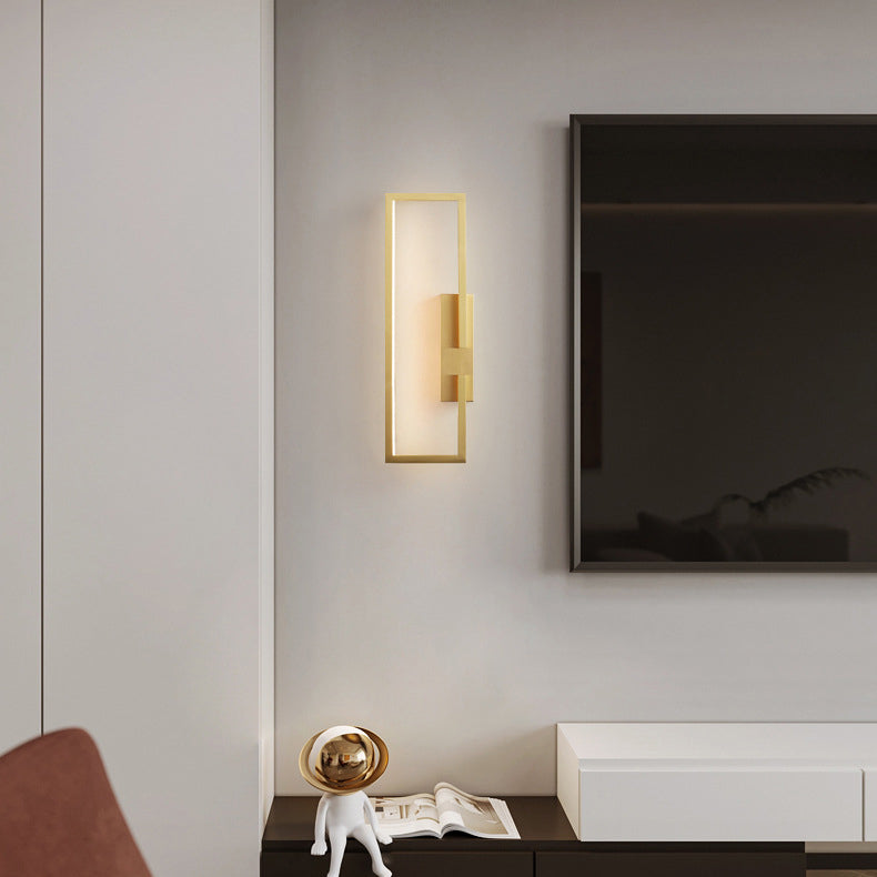 All Copper Rectangular Geometric Wall Lamp
