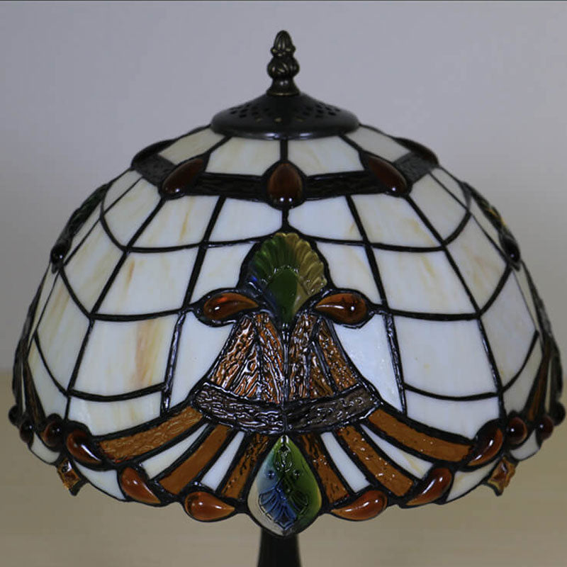 Curved Lucite Beads Stained Table Lamp