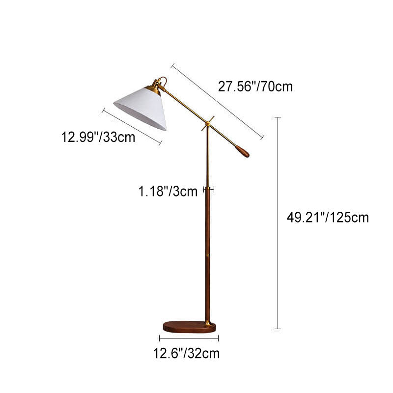 Traditional Vintage Fabric Cone Floor Lamp