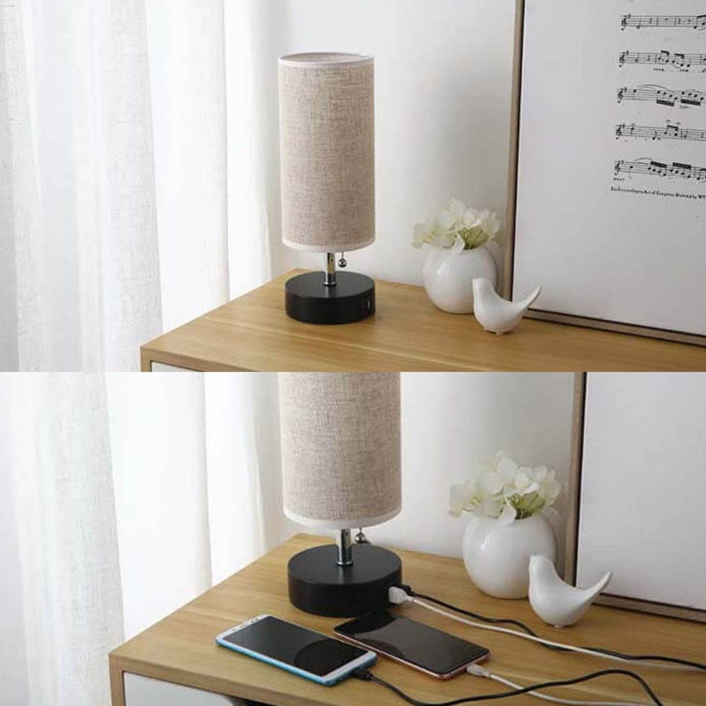 Column Hollow Iron Fabric Table Lamp