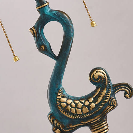 Stained Glass Swan Copper 2-Light Table Lamp