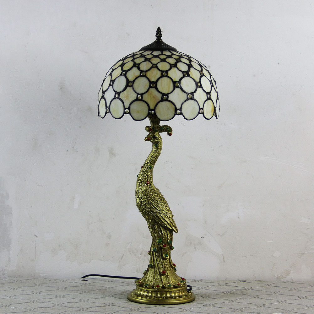 Peacock Gem Dome Glass Table Lamp