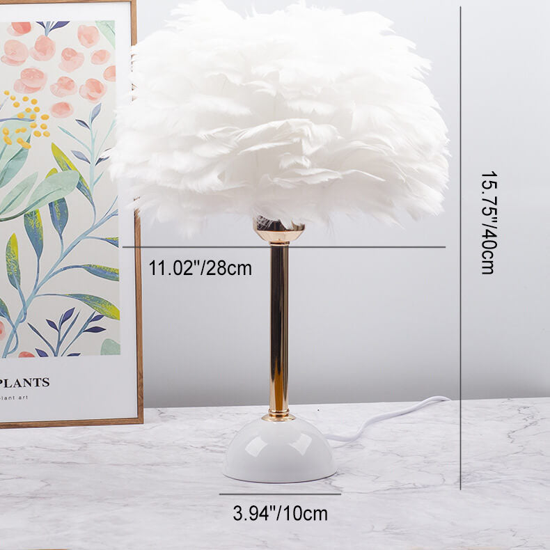 Feather Iron Round Gold Table Lamp