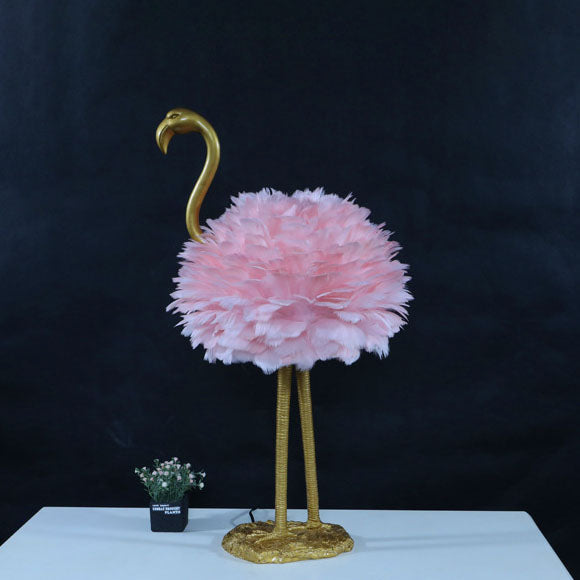 Goose Feather Metal Flamingo Table Lamp
