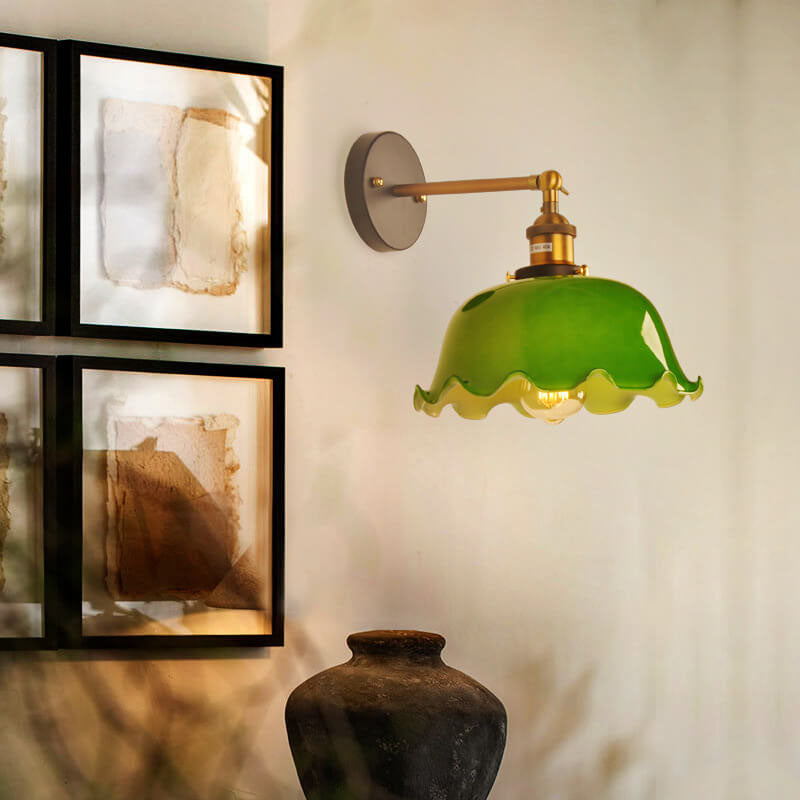 Green Glass Dome Wall Lamp