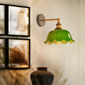 Green Glass Dome Wall Lamp