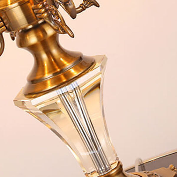 Fabric Candle Crystal 3/4 3-Light Table Lamp