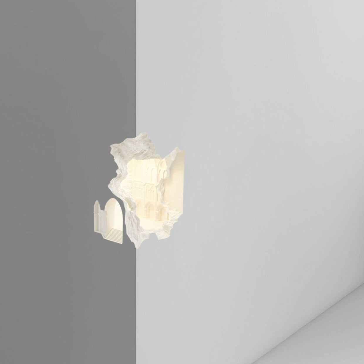 Rectangular Plaster Recessed Living Wall Lamp