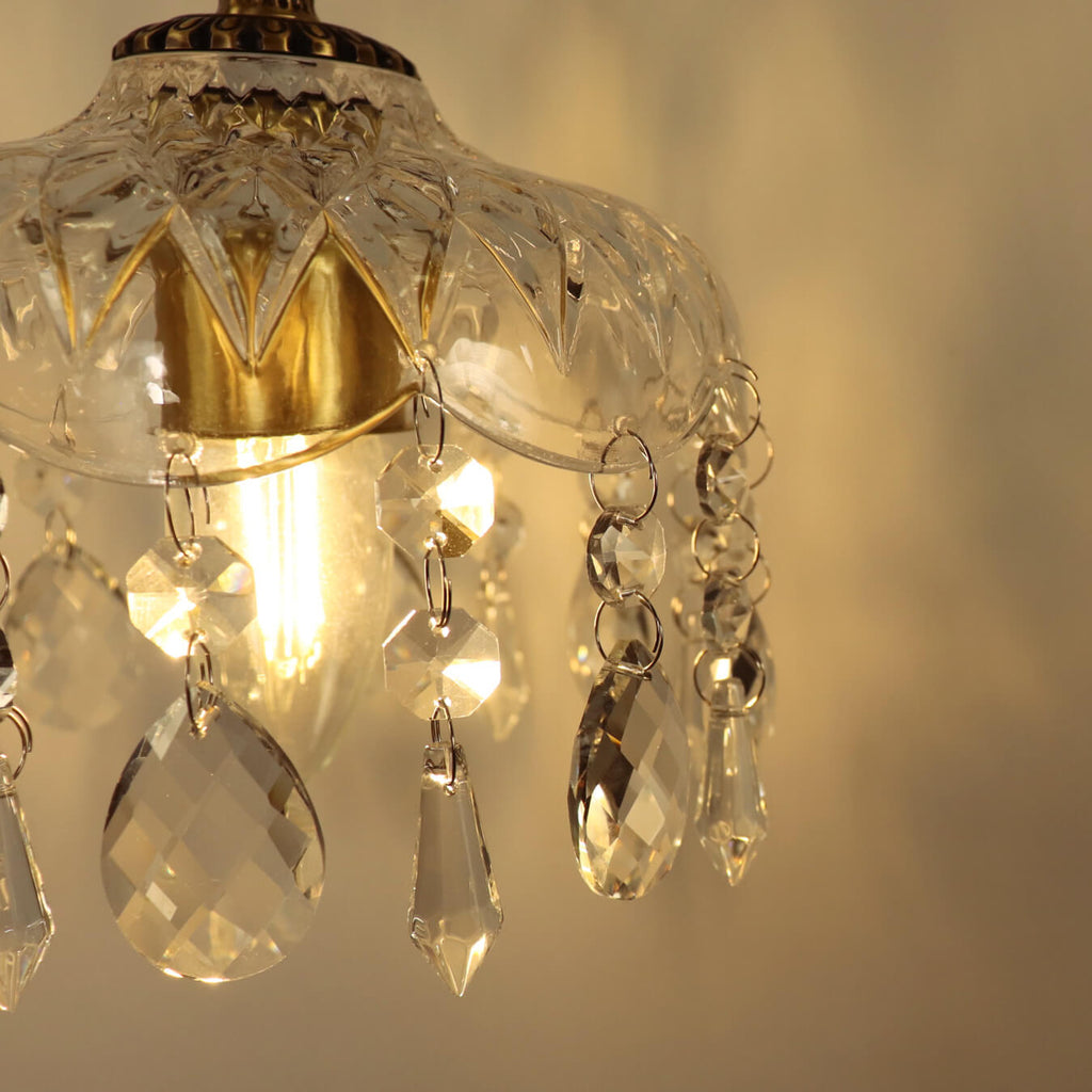 Brass Crystal Glass Wall Lamp
