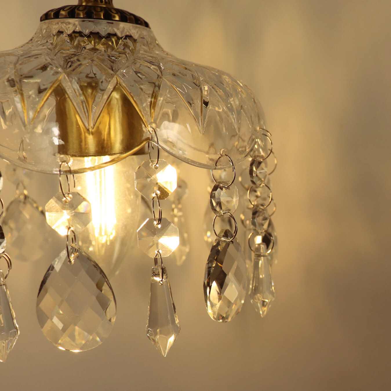 Brass Crystal Glass Wall Lamp