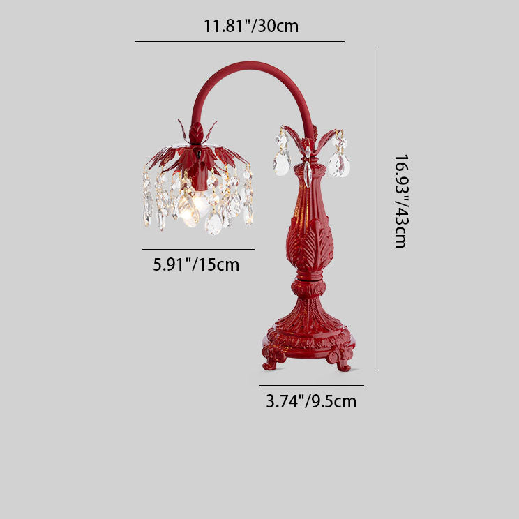 Crystal Beaded Iron Carved Table Lamp