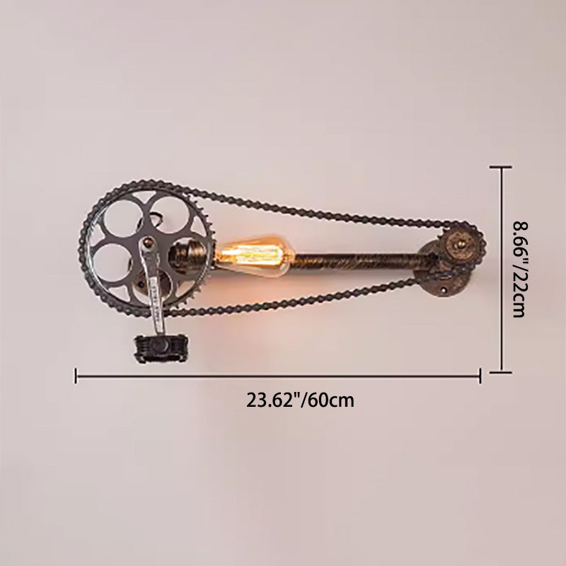 Steampunk Gear Pedal Bicycle Wall Lamp