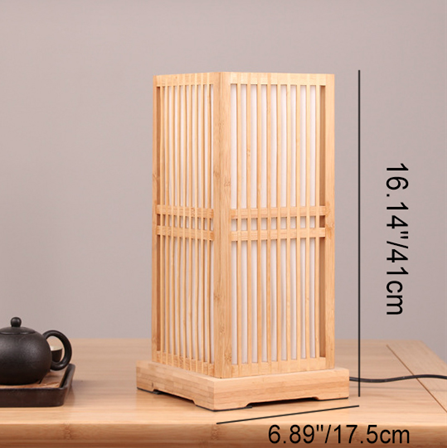Style Wooden Square Shaped Table Lamp