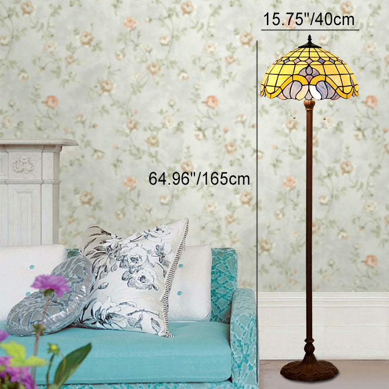 Mediterranean Stained Glass Home 2-Light Floor Lamp