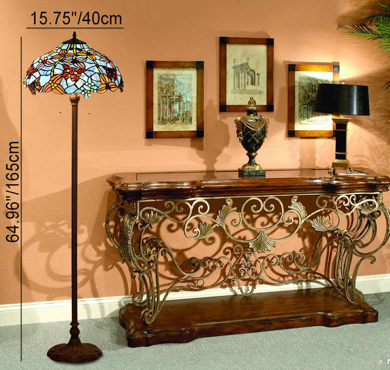 Butterfly Decoration Stained Glass 2-Light Floor Lamp