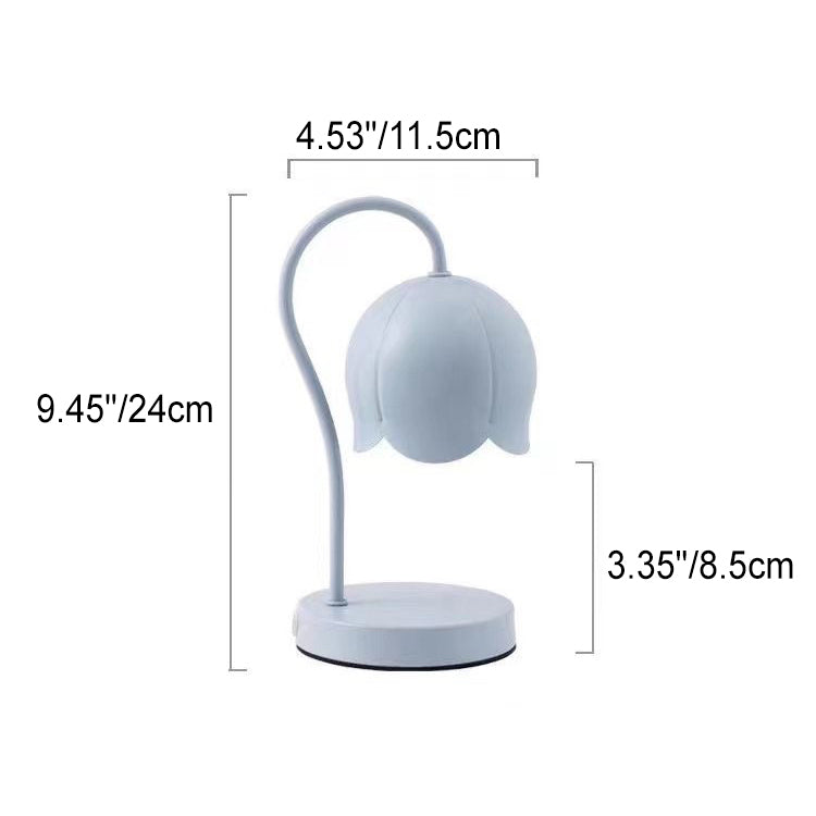 Iron Glass Wood Flower Table Lamp