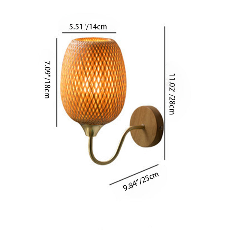 Bamboo Weaving Handwoven Round Wall Lamp