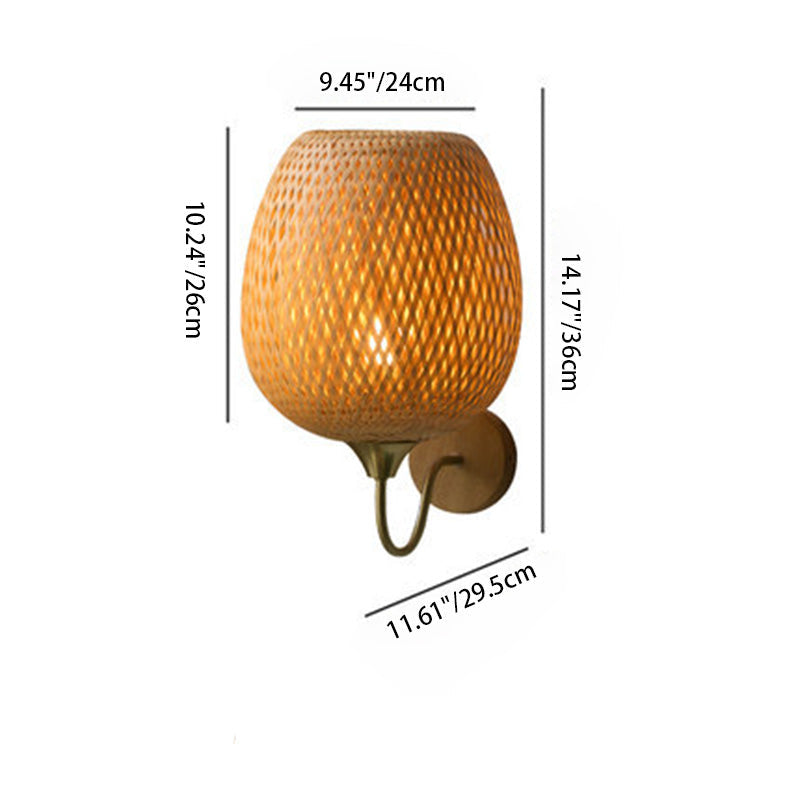 Bamboo Weaving Handwoven Round Wall Lamp