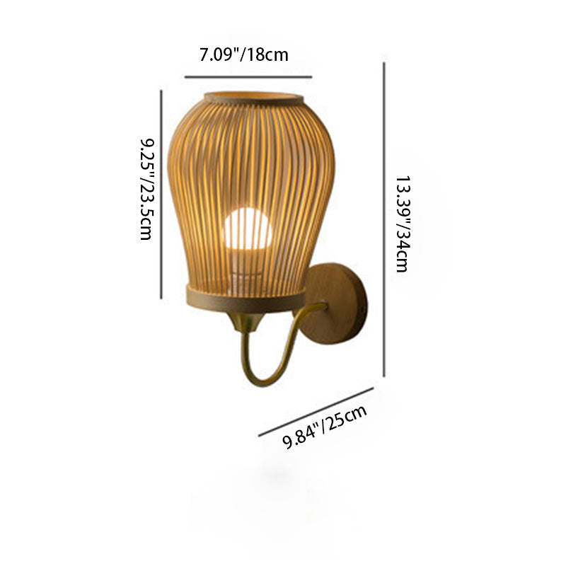 Bamboo Weaving Handwoven Round Wall Lamp