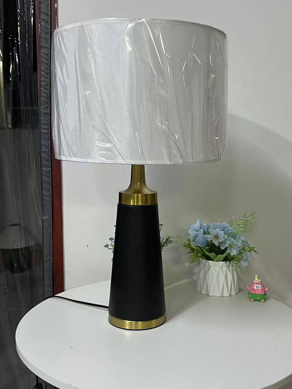 Fabric Cylinder Leather Study Table Lamp