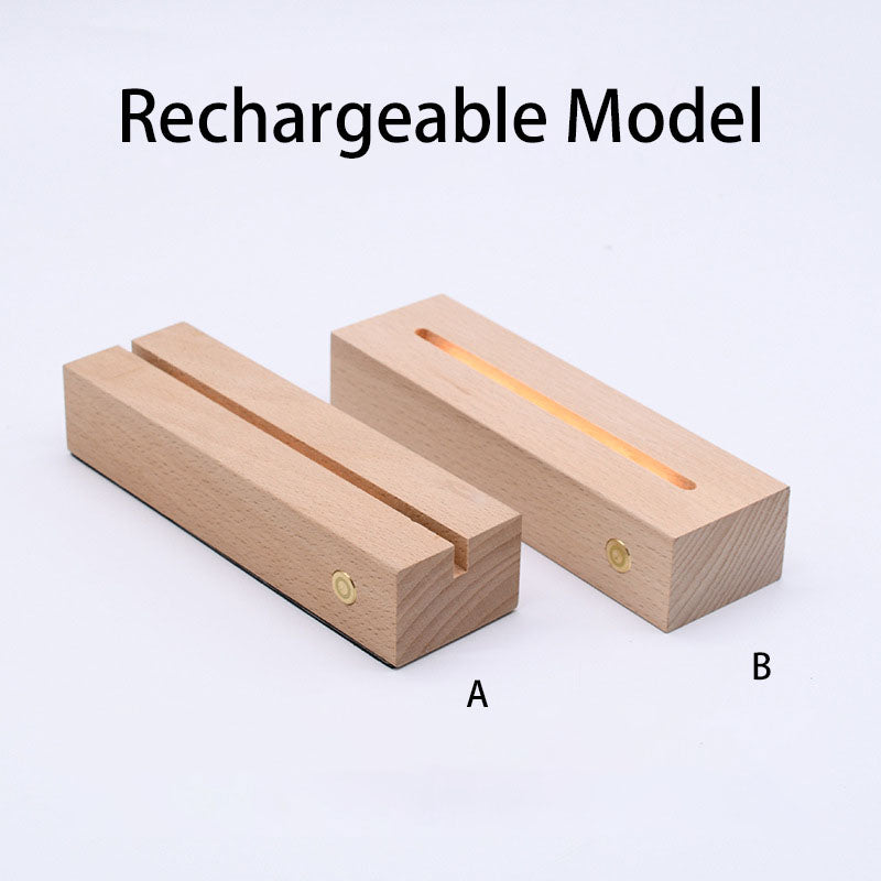 Rechargeable Solid Wood Round Table Lamp