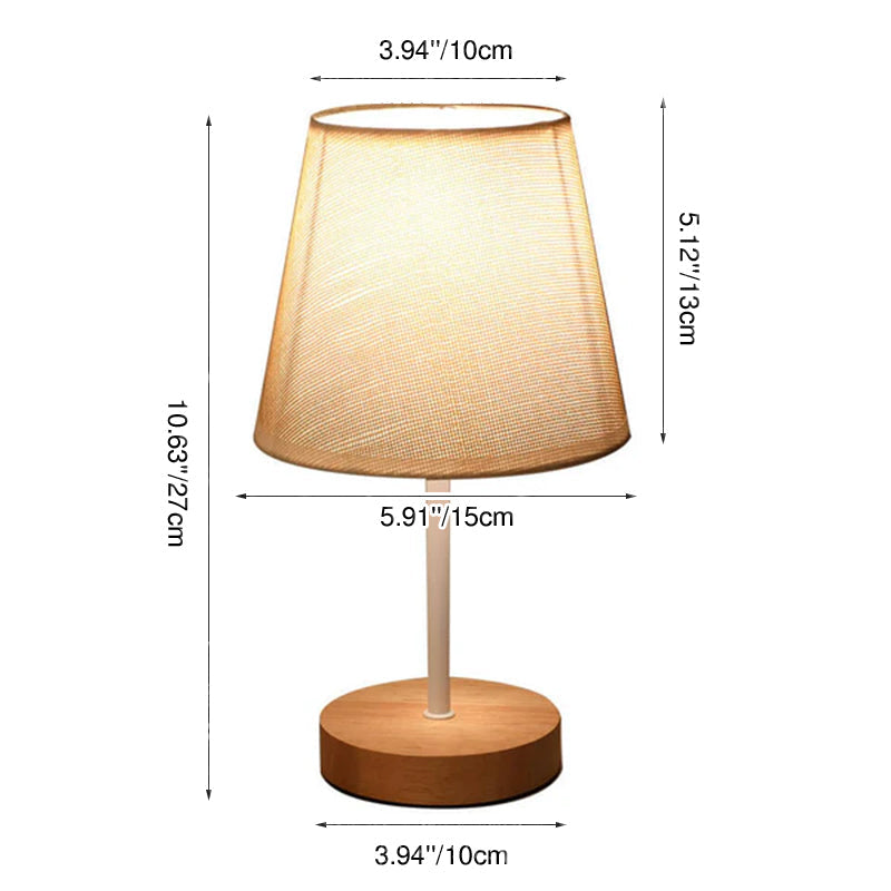 Fabric Cone Solid Wood Table Lamp