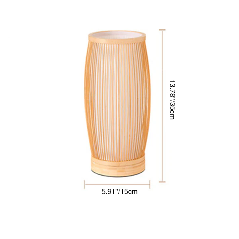 Cylinder Bamboo Wood Bedroom Table Lamp