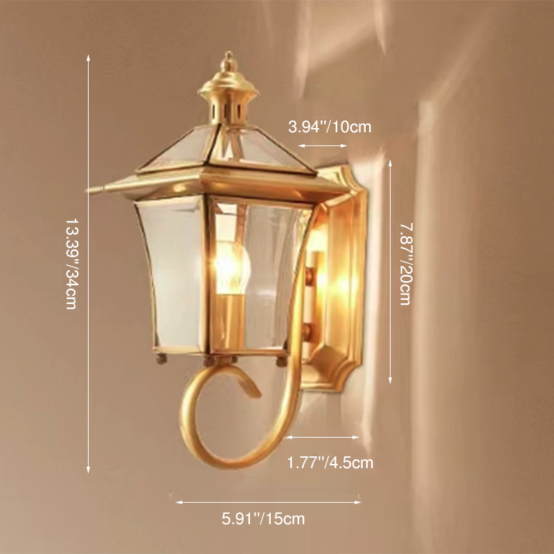Quadrangle Candle Holder Copper Outdoor Light