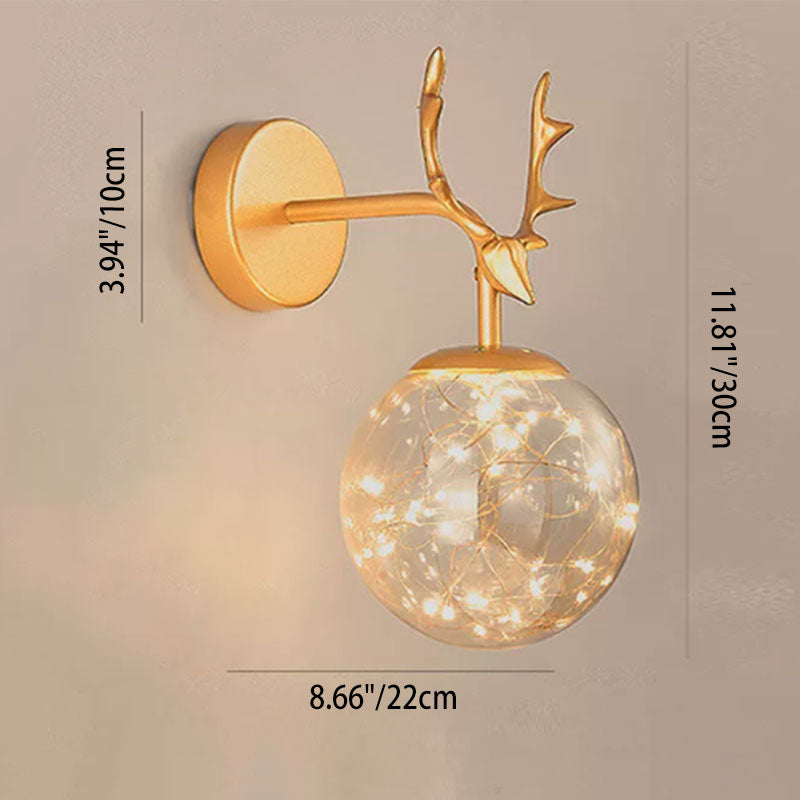 Antler Glass Ball Wall Lamp