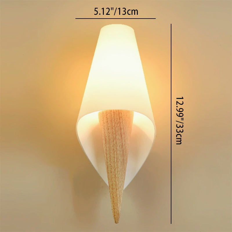 Wide Flare White Glass Wall Lamp