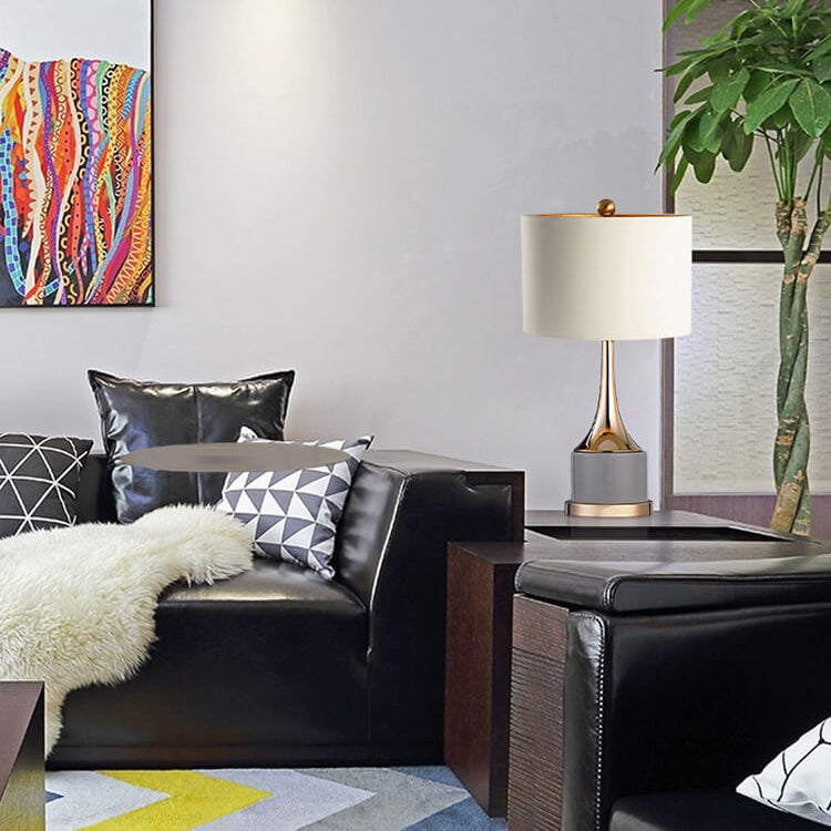 Canvas Hardware Cylinder Table Lamp