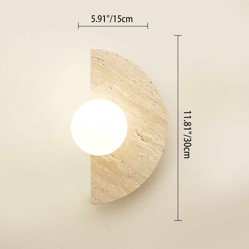 Semi-circular Stone Glass Wall Lamp