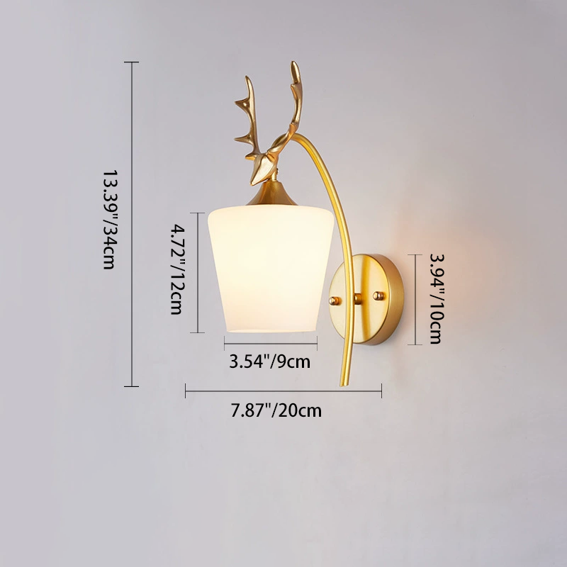 Antler Glass Cone Living Wall Lamp