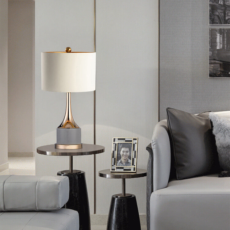 Canvas Hardware Cylinder Table Lamp