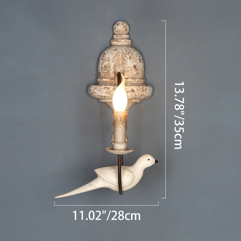 Wooden Bird 1/2 Wall Lamp