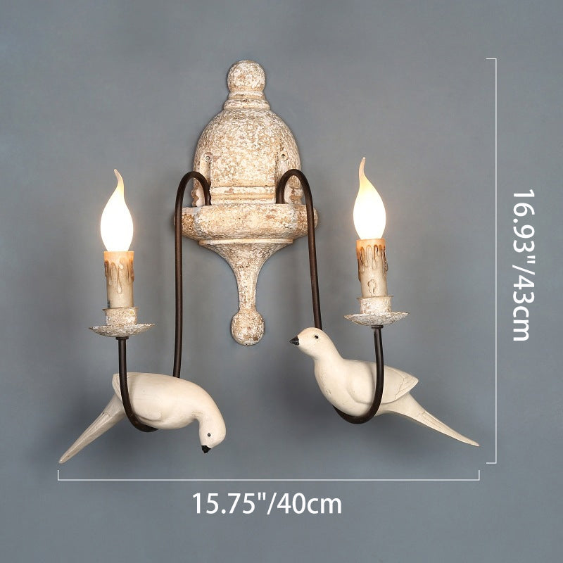 Wooden Bird 1/2 Wall Lamp