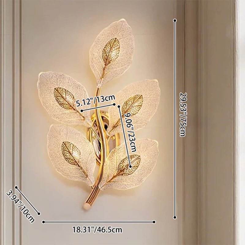 Aluminum Carbon Steel Leaf 3-Light Wall Lamp