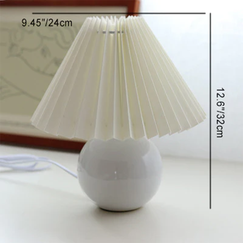 Pleated Fabric Round Ceramic Table Lamp