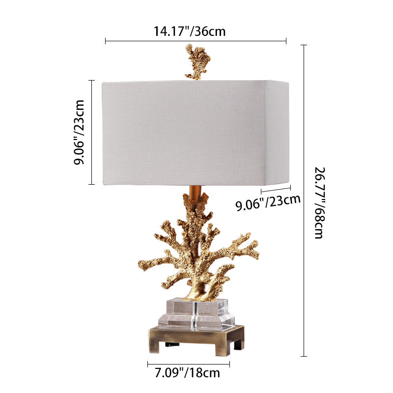 Linen Resin Crystal Coral Table Lamp