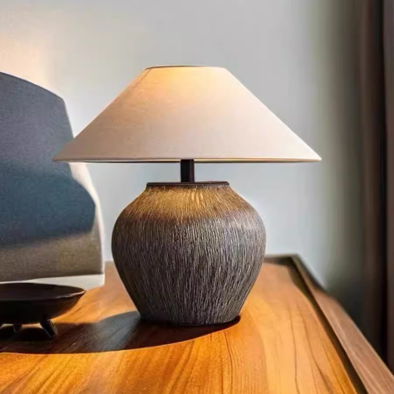 Drum Iron Ceramic Fabric Table Lamp