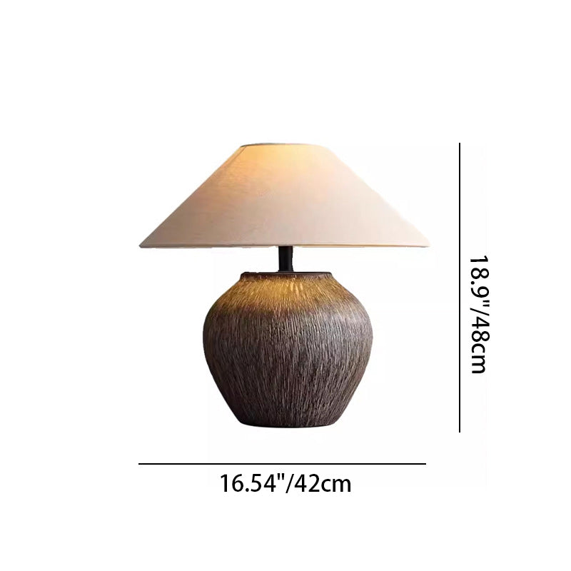 Drum Iron Ceramic Fabric Table Lamp