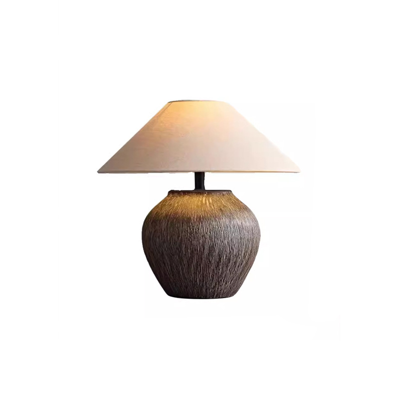 Drum Iron Ceramic Fabric Table Lamp