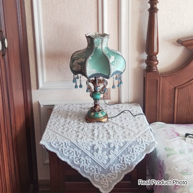 Blue Fabric Tassel Resin Table Lamp