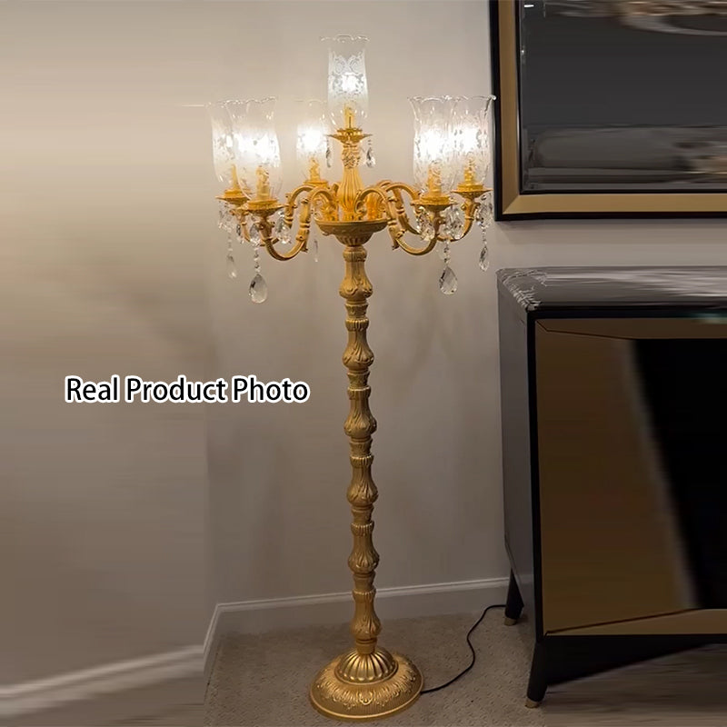 Traditional Luxury Golden Crystal 7-Light Floor Lamp