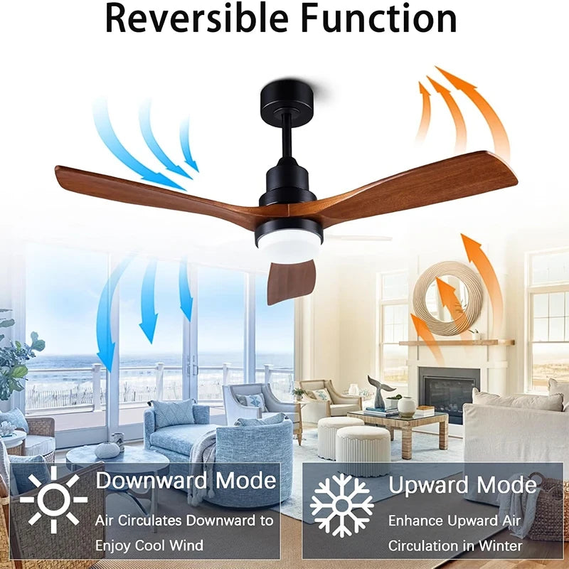Modern Wood Ceiling Fan with Light
