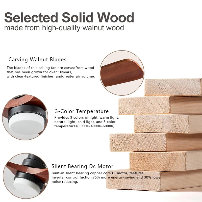 Modern Wood Ceiling Fan with Light