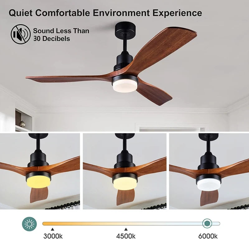 Modern Wood Ceiling Fan with Light