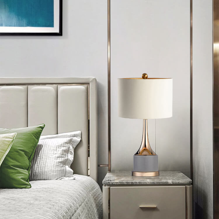 Canvas Hardware Cylinder Table Lamp