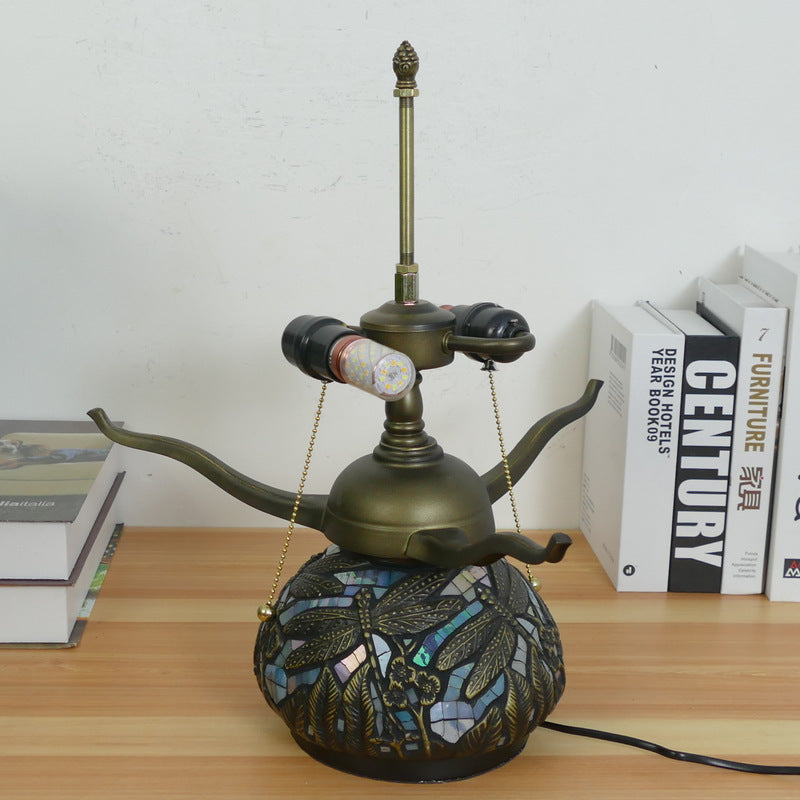 Iron Glass Conic Dragonfly 2-Light Table Lamp